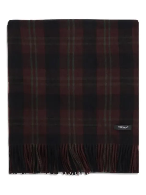 Undercover bufanda con motivo de cuadros y flecos