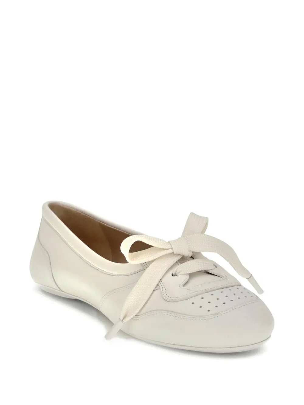 Gianvito Rossi Lace-up Ballet Flats In White