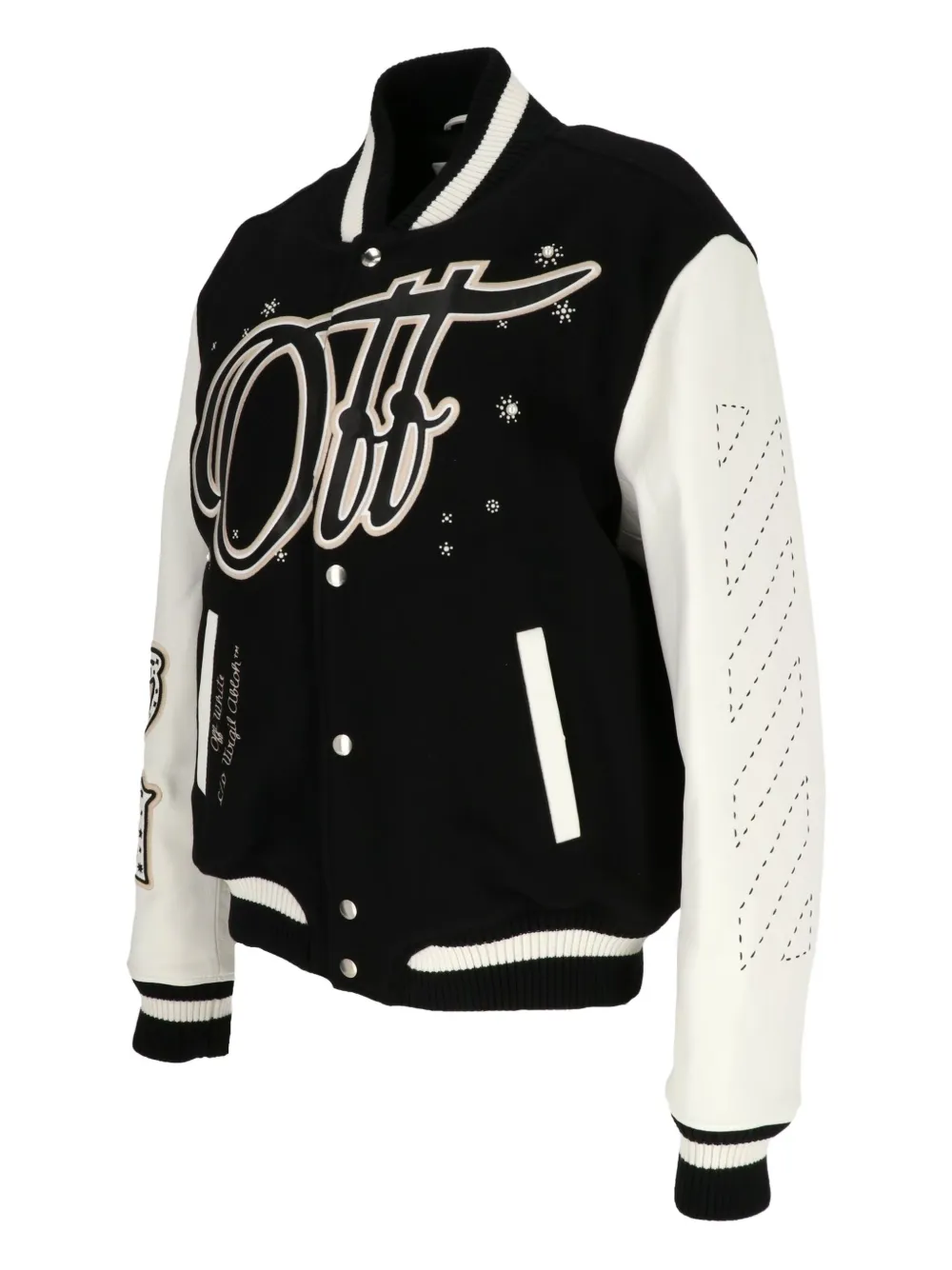 Off-white Wo Bling Stars Bomber Jacket In Black