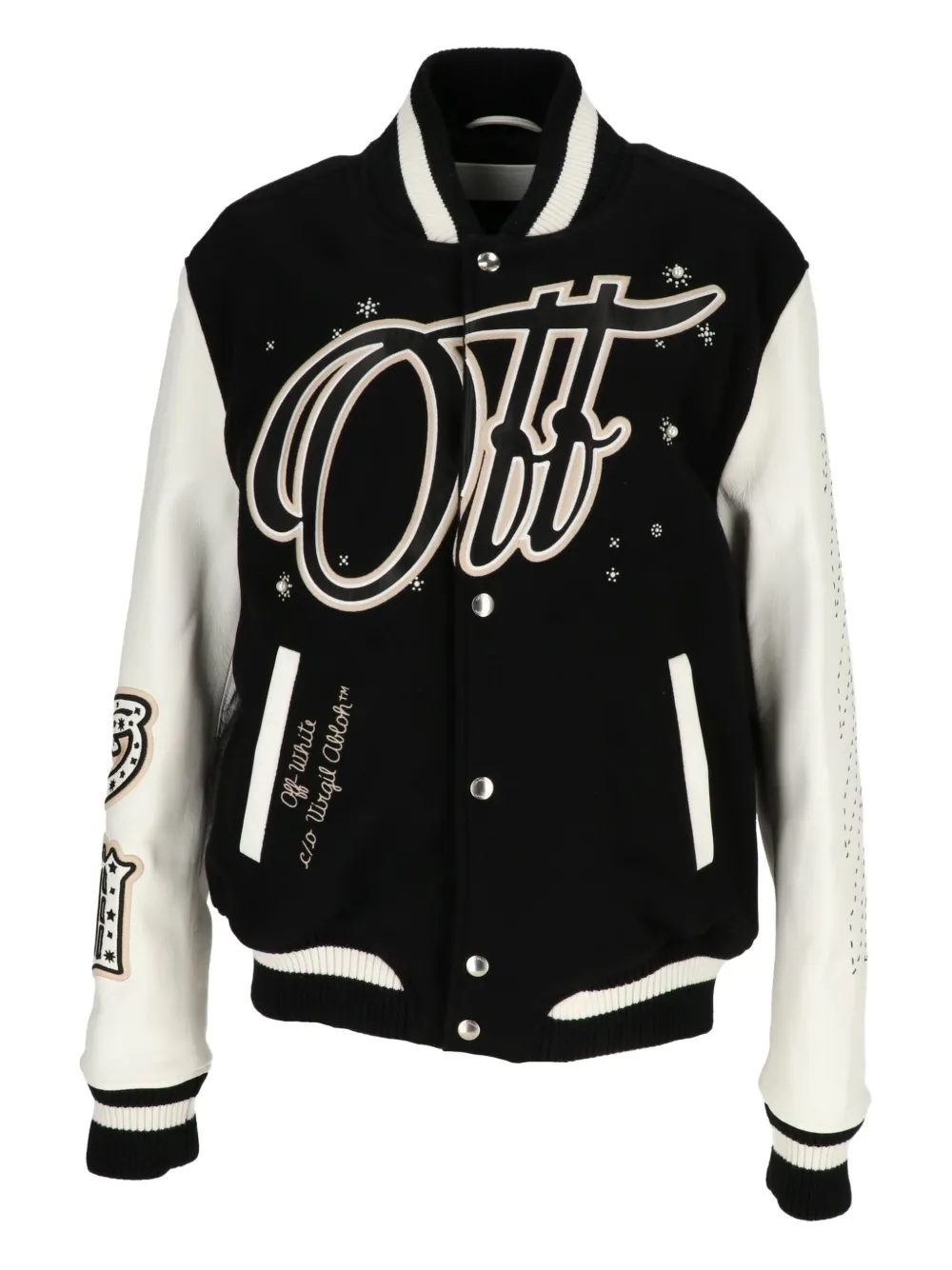 Off-white Wo Bling Stars Bomber Jacket In Black