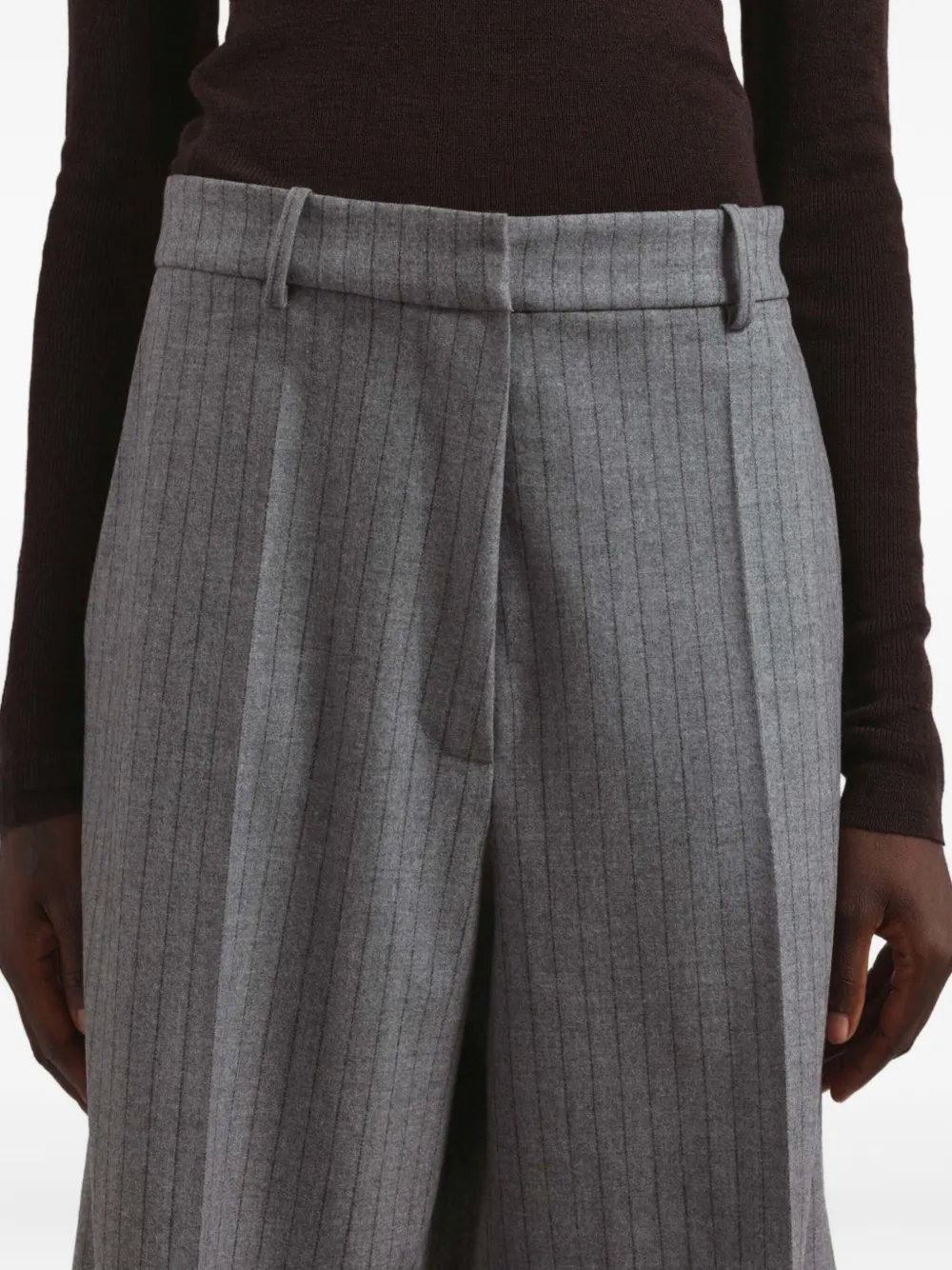 The Frankie Shop Striped-pattern Pleat Trousers In Gray