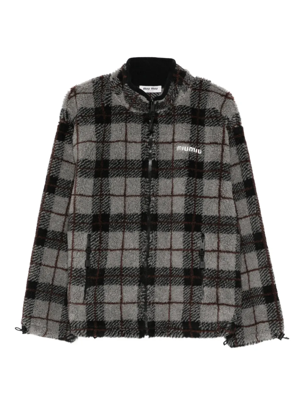 Miu Miu plaid-pattern zip-fastening sweatshirt | Grey | Image 1