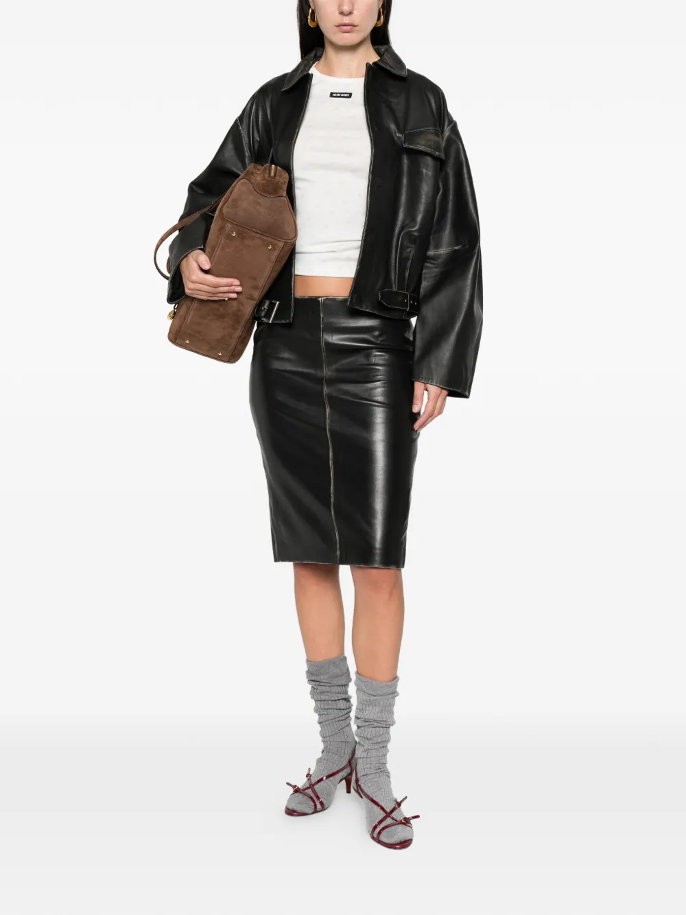 Miu Miu logo-patch patterned top | Shirts | Image 2