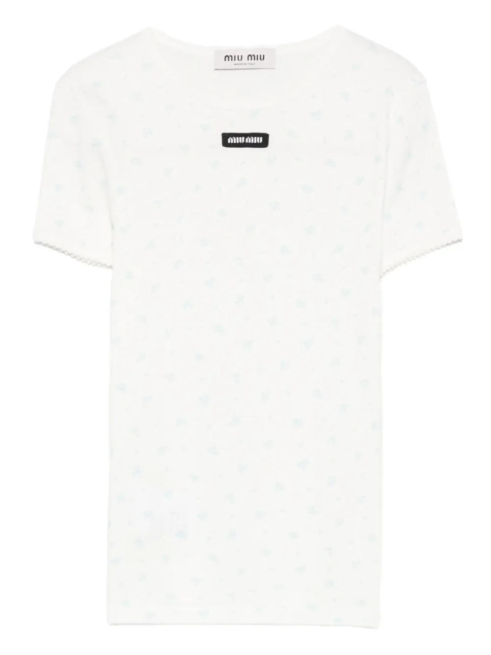 Miu Miu logo-patch patterned top | White | Image 1