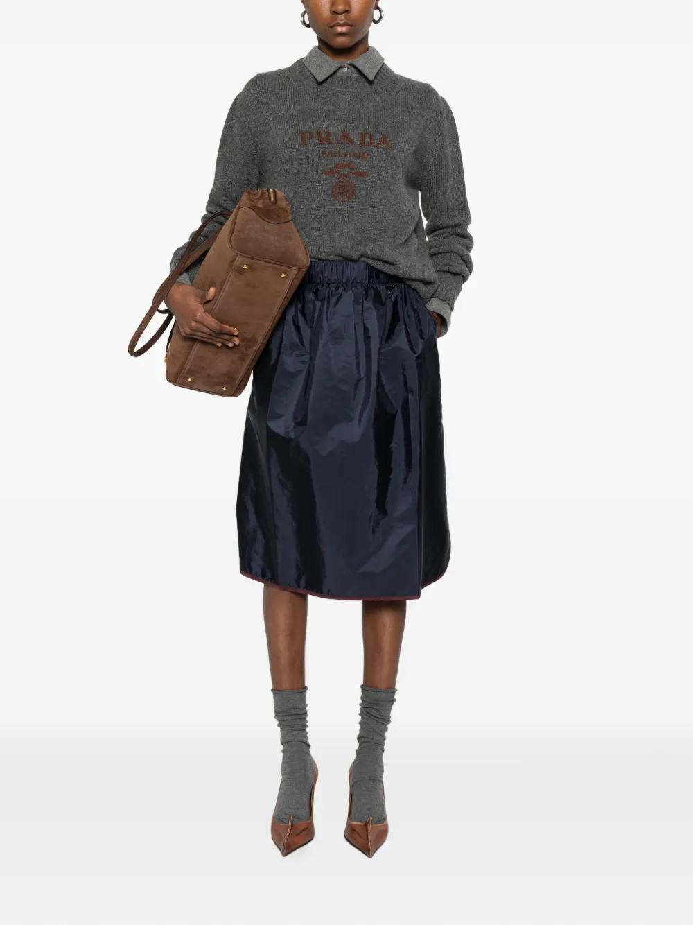 Prada Rok met logoplakkaat - Blauw