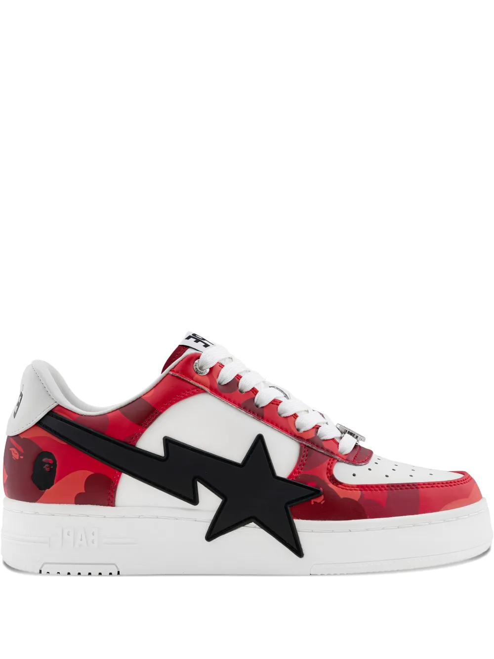 A BATHING APE® star-embellishment leather sneakers - レッド