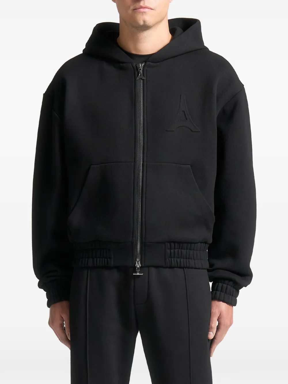 Manière De Voir Kevin embossed-logo zip-up hoodie - Nero