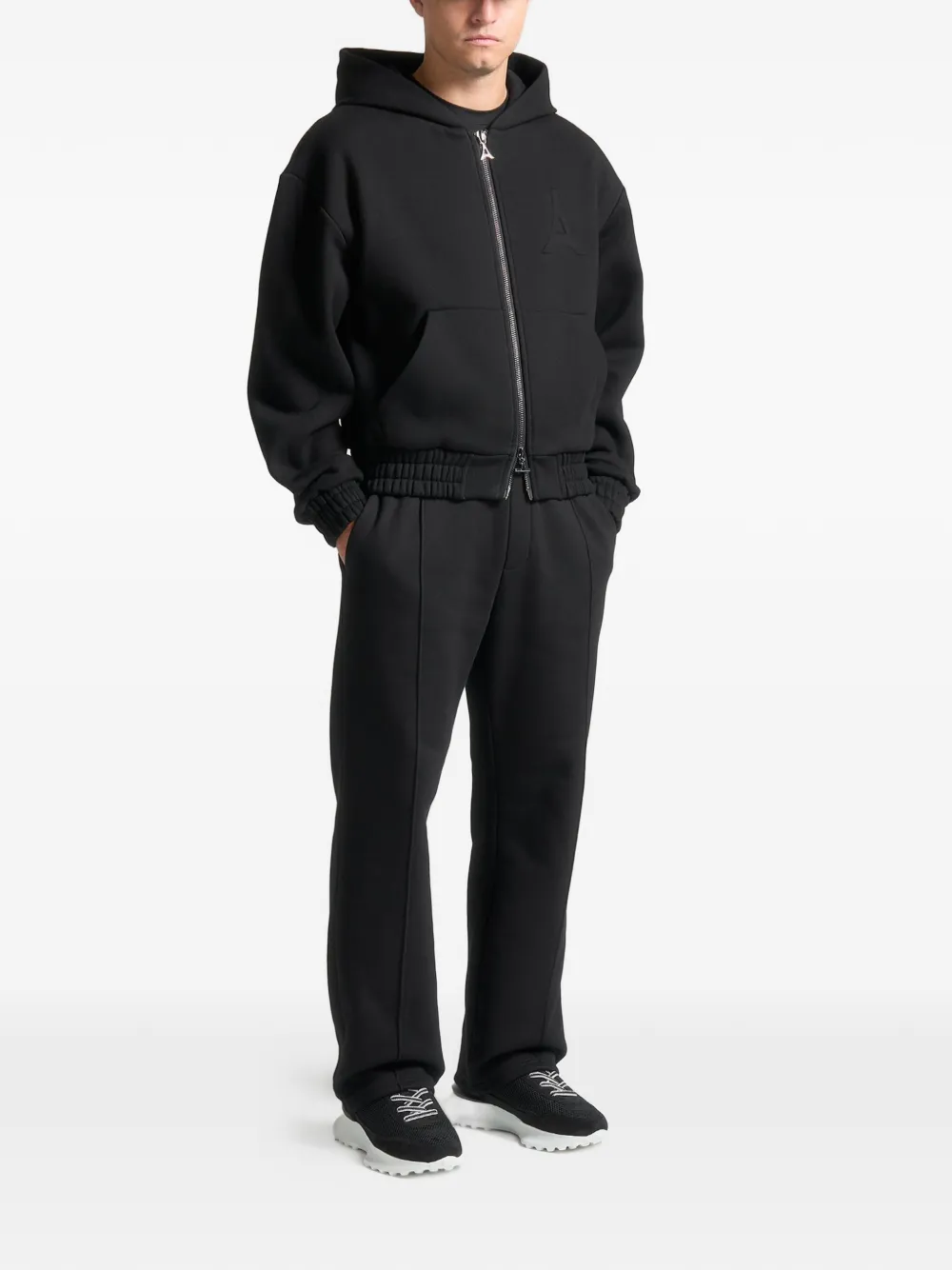 Manière De Voir Kevin embossed-logo zip-up hoodie Zwart