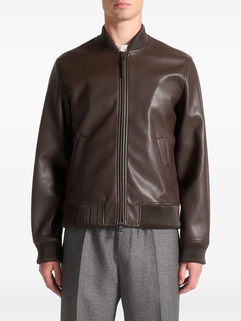 Manière De Voir leather-effect bomber jacket - Braun