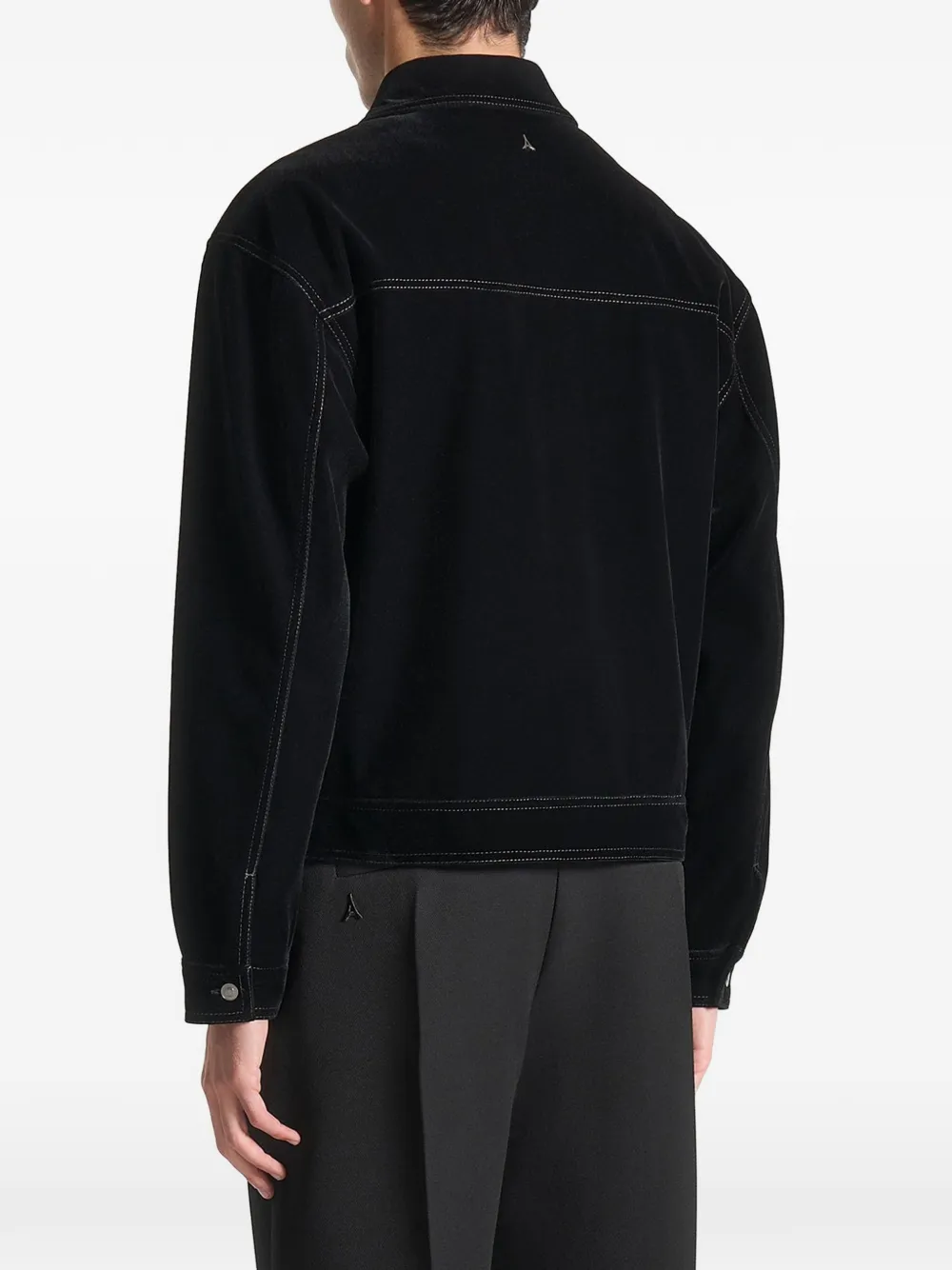 Manière De Voir topstitching-detail buttoned shirt jacket Zwart