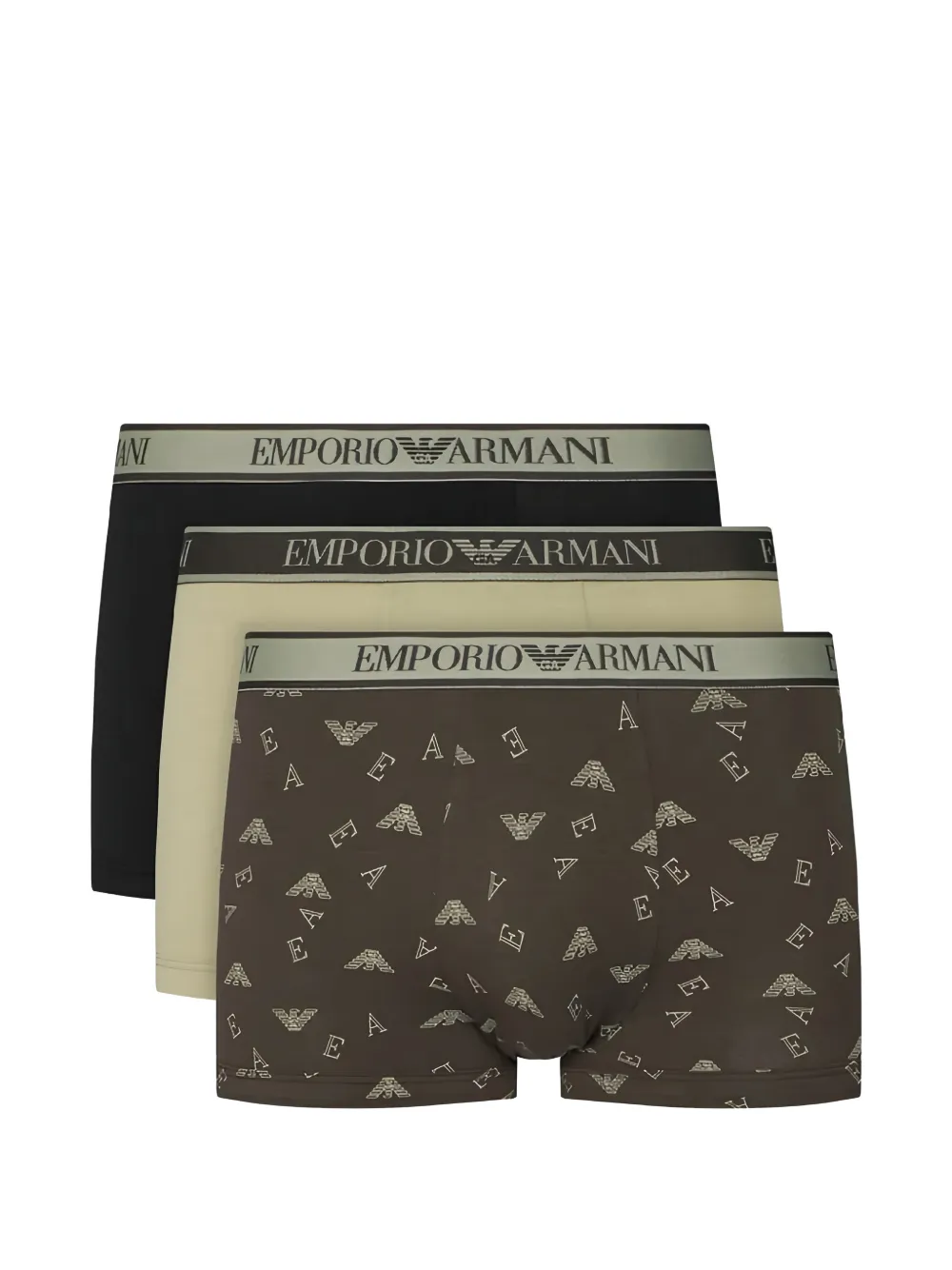 Emporio Armani logo-print three-pack boxers (set of three) - Marrone