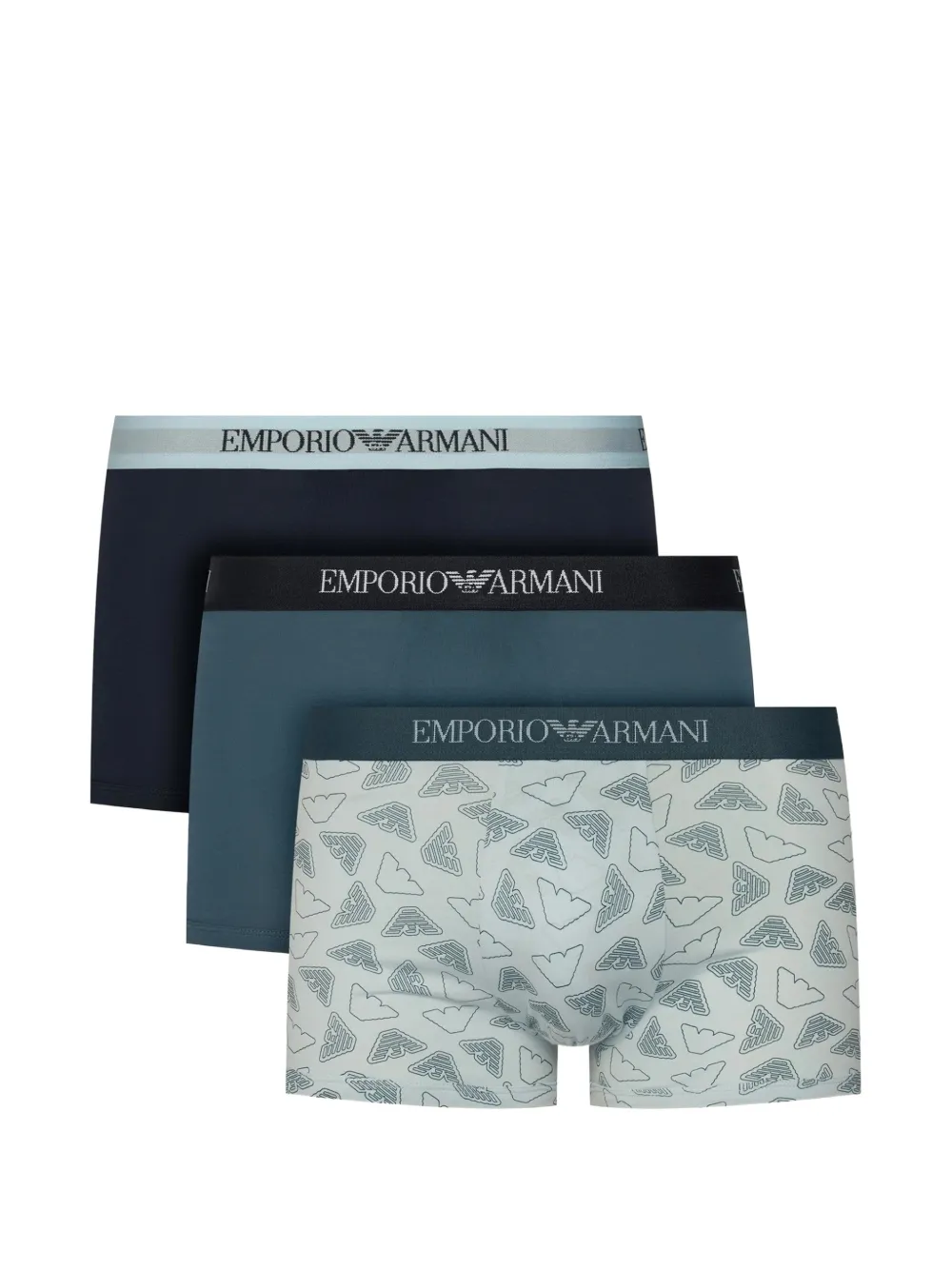 Emporio Armani logo-waistband pack-of-three boxers (set of three) - Blu