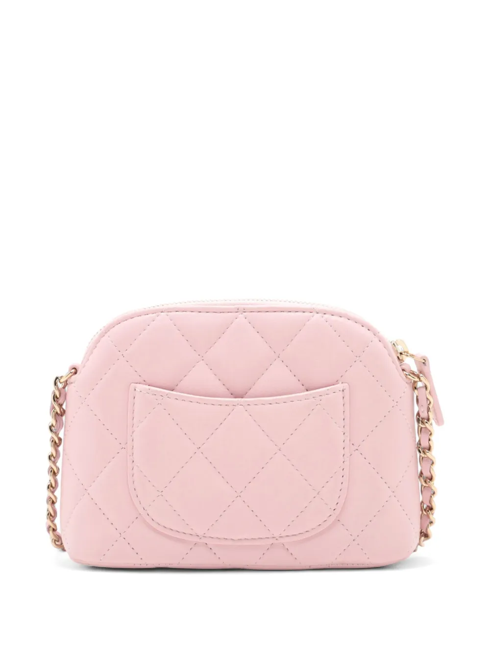 Pre-owned Chanel 2021-2025 Mini Cc Quilted Lambskin Dome Clutch With Chain Crossbody Bag In Pink