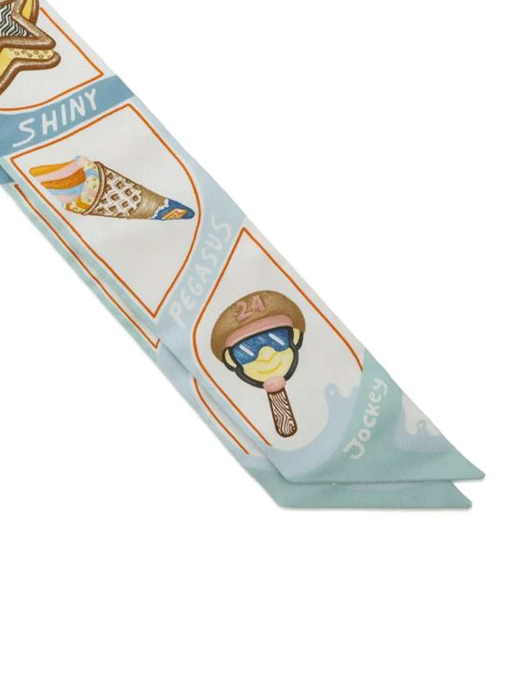 Pre-owned Hermes 2020-2025 Funny Ice Cream Silk Twilly Scarf Scarves In Blue