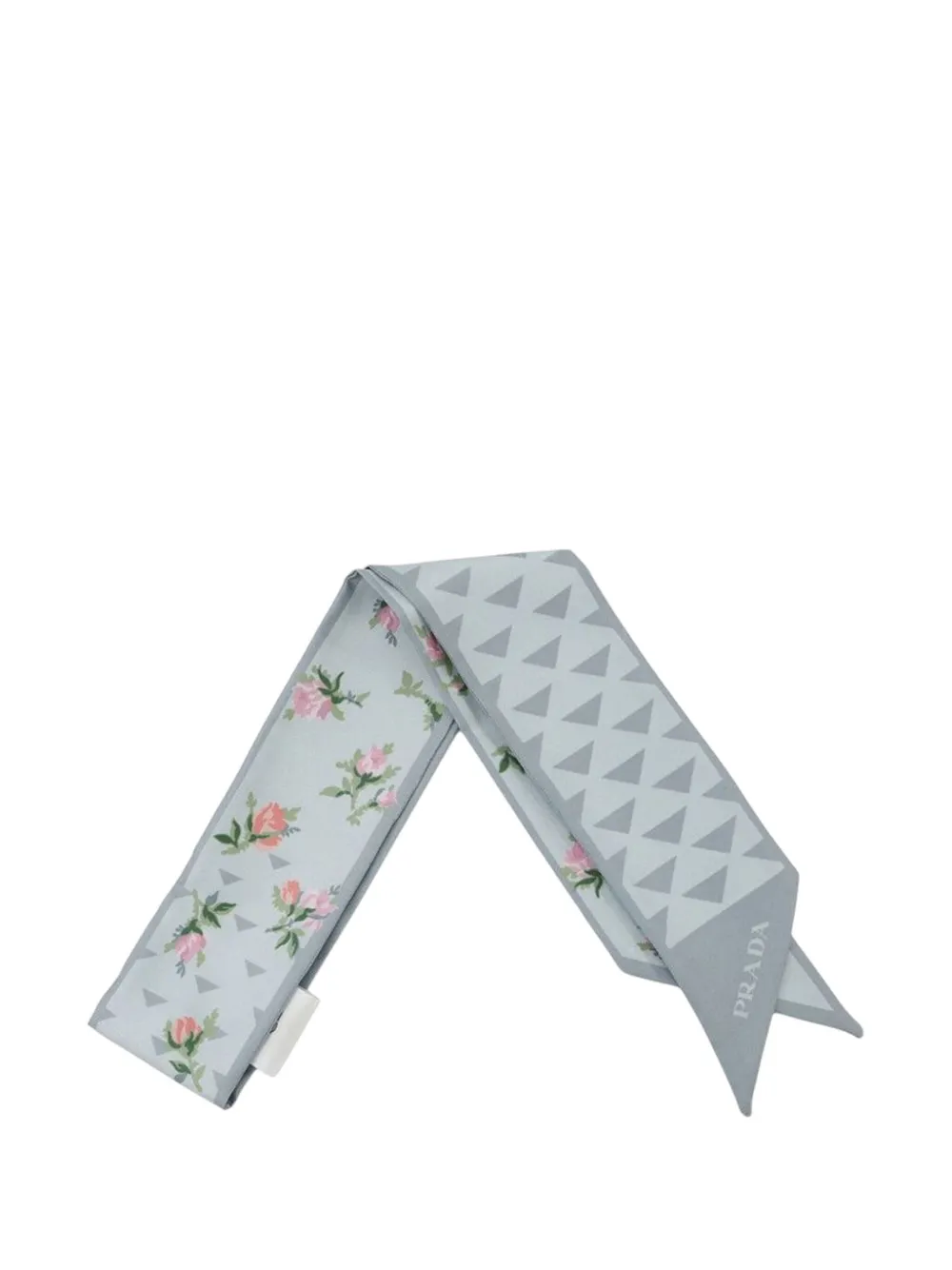 PRADA Pre-owned 2010-2025 Floral And Geometric Print Silk Scarf In Blue