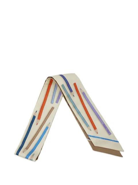 Hermès Pre-Owned mascada Twilly A Vos Crayons de seda 2020-2025