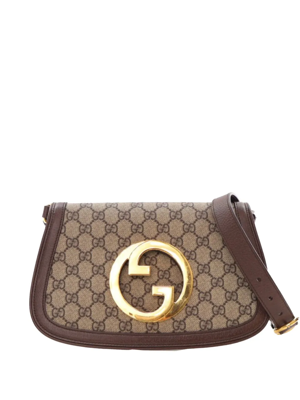 Pre-owned Gucci 2016-2025 Small Gg Supreme Blondie Chain Satchel In Brown