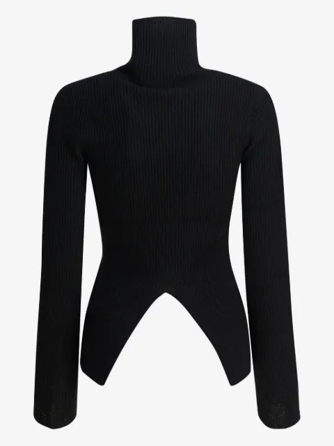 R2W Lesley roll-neck split-back sweater