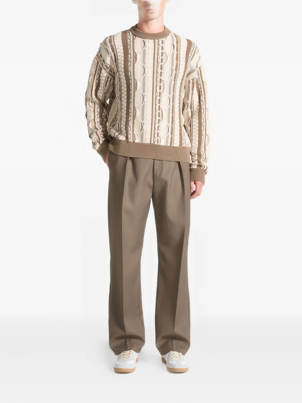 Manière De Voir crew-neck cotton sweater - Beige