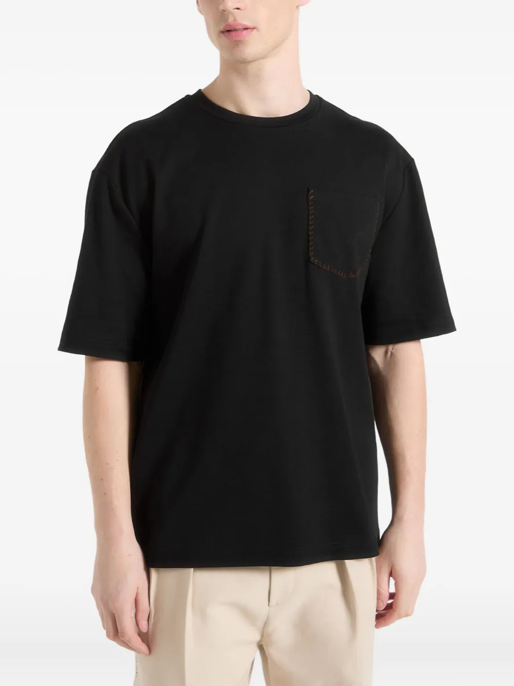 Manière De Voir whipstitch-pocket T-shirt - Nero
