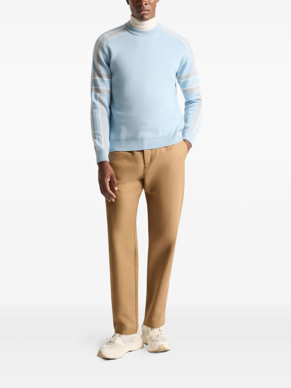 Fusalp Spectavia trui met contrasterende streep en jacquard - Blauw