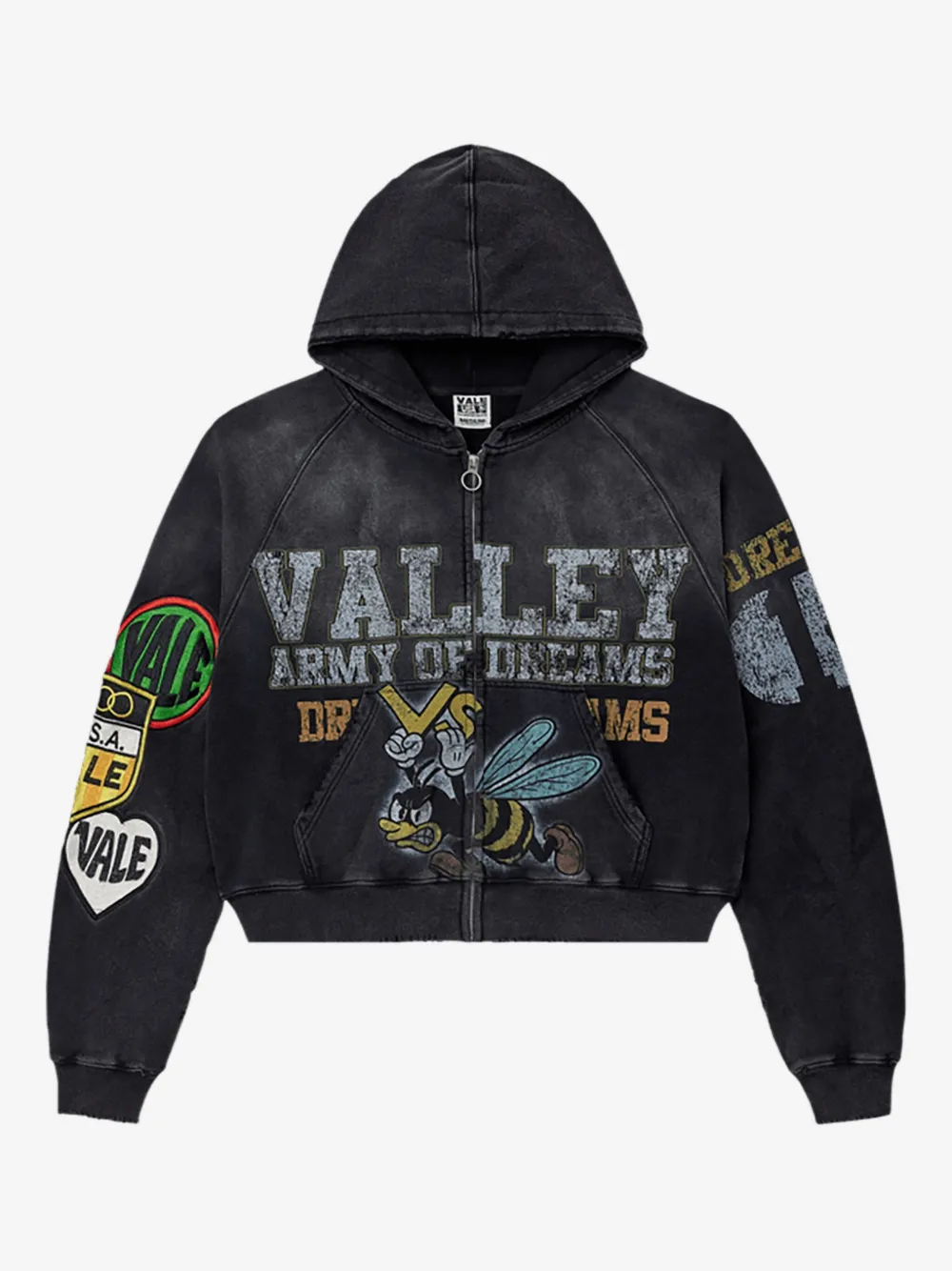 Vale Army zip-up hoodie | Black | Image 1