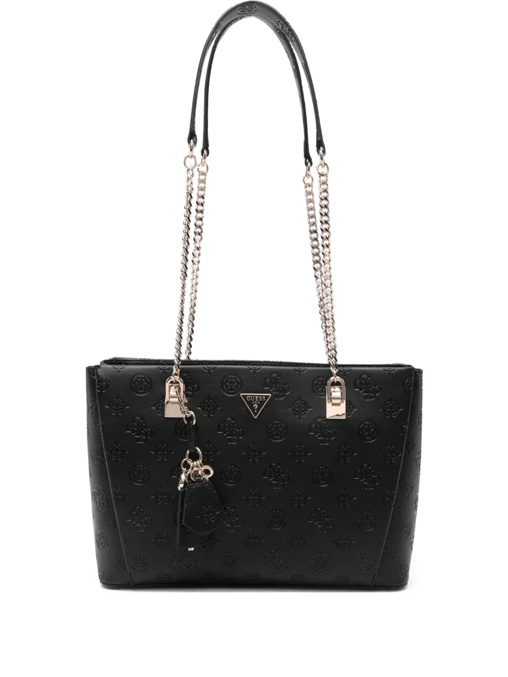 Guess Usa Tisha 4g-monogram Shoulder Bag In Black