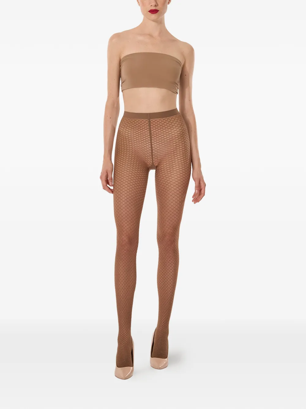Wolford Visnet panty met glanzend effect Bruin