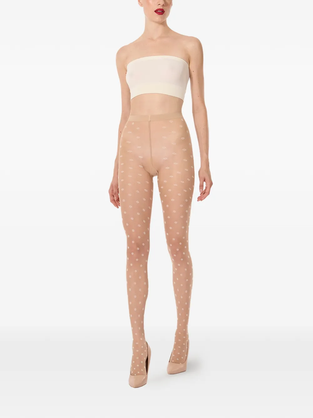 Wolford Daisy panty met bloemenprint Beige