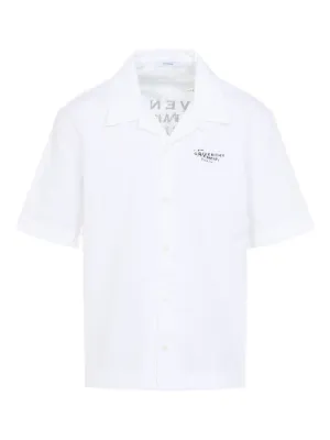 Prada short-sleeve triangle-logo Cotton Shirt | White | FARFETCH