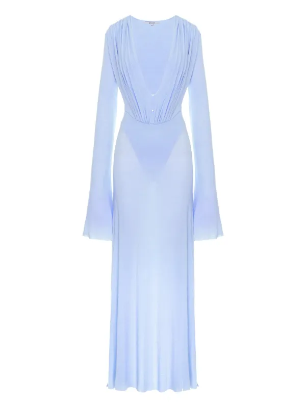 MANUR Suki long-sleeve Draped Dress | Blue | FARFETCH GE MANUR Suki long-sleeve Draped Dress | Blue | FARFETCH GE