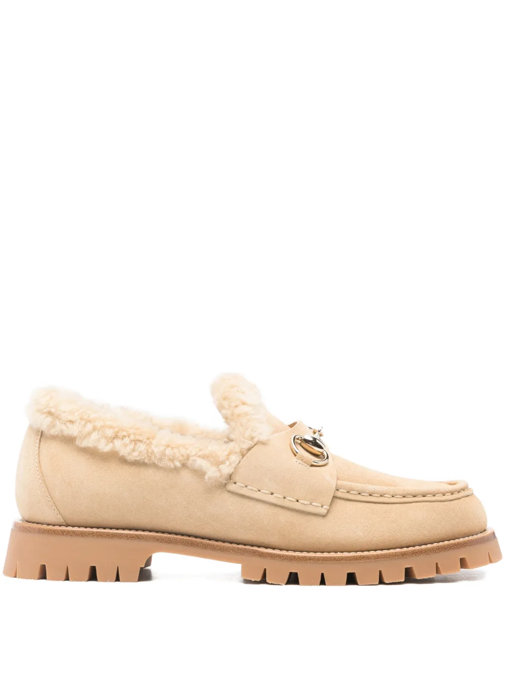 Gucci Horsebit lammy loafers Beige