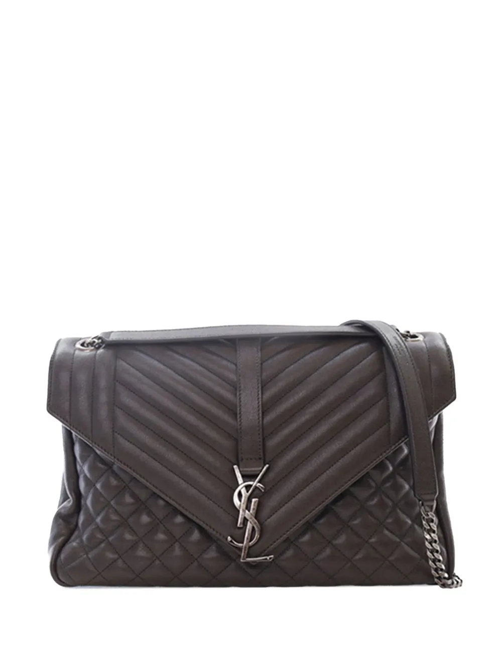 Saint Laurent Pre-Owned 2017 Large Triquilt Leather Monogram Envelope Bag shoulder bag | Grey | Image 1