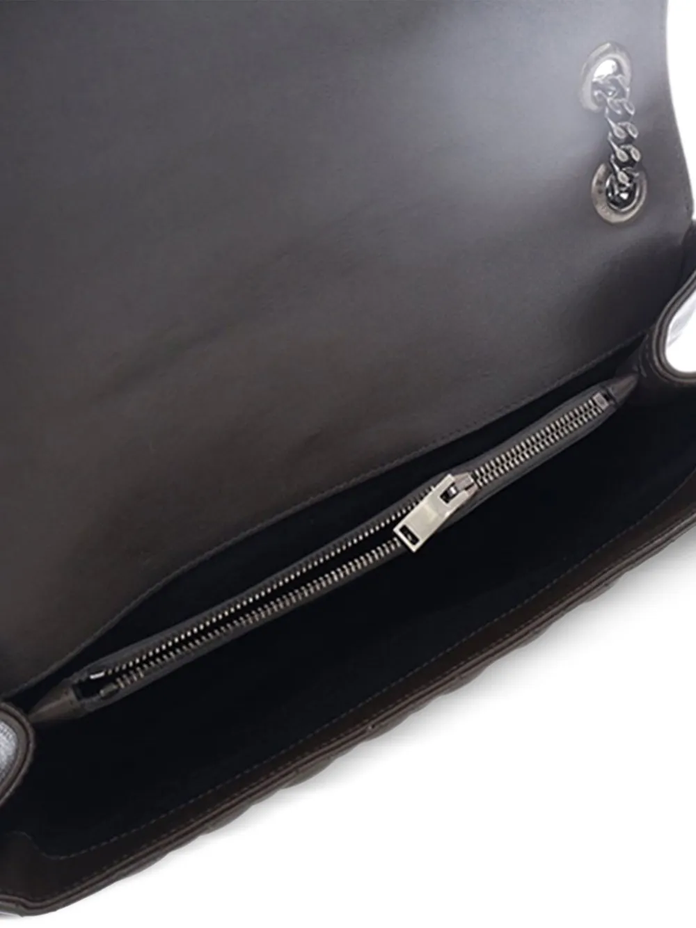 SAINT LAURENT Pre-owned 2017 Large Triquilt Leather Monogram Envelope Bag Shoulder Bag In Gray