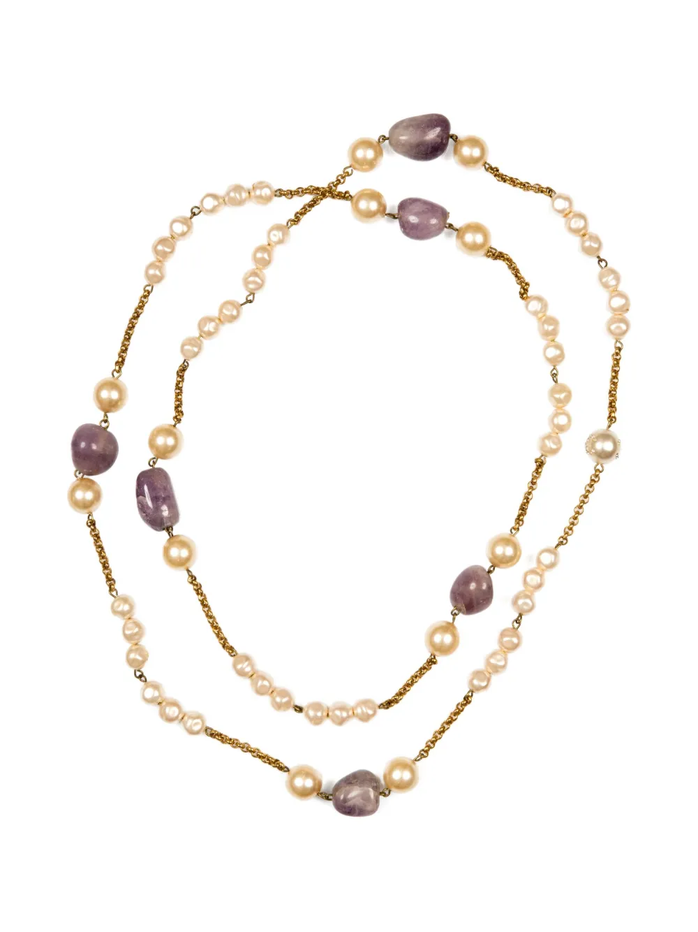 CHANEL Pre-Owned 2001 faux-pearls sautoir necklace - ゴールドトーン