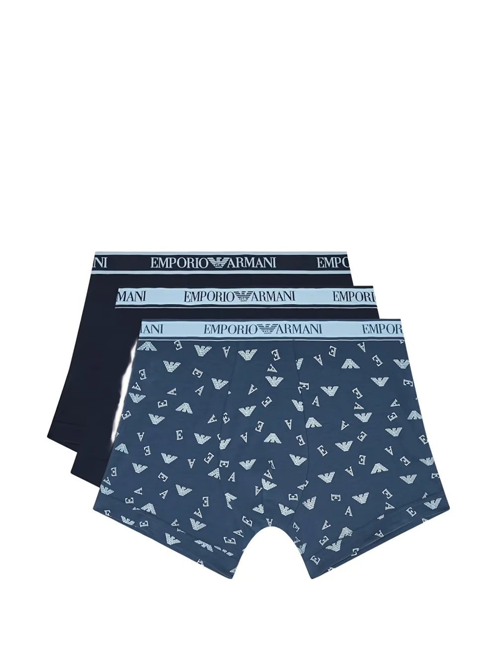 Emporio Armani logo-waistband three-pack boxer briefs (set of three) - Blu