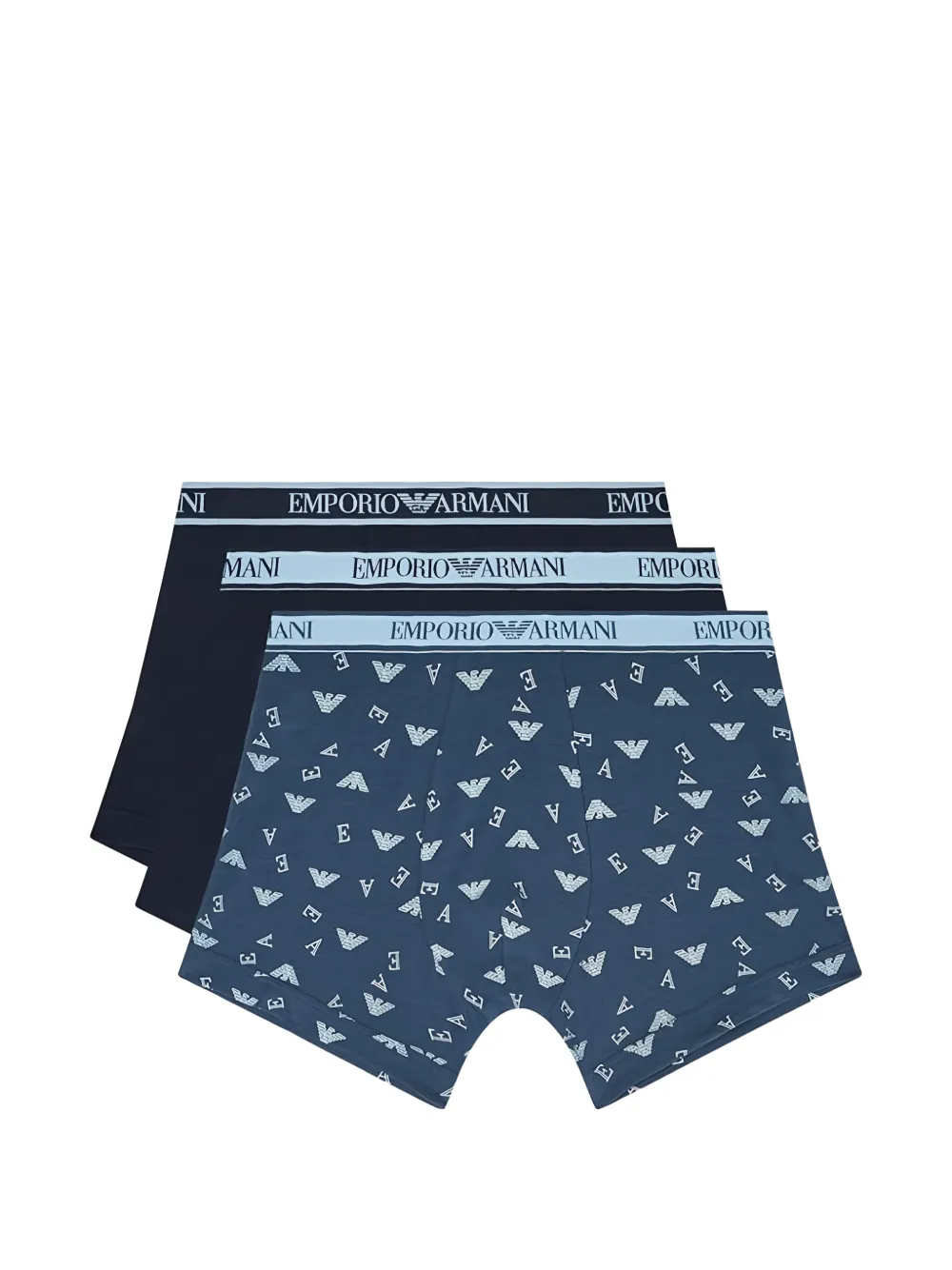 Emporio Armani logo-waistband three-pack boxer briefs (set of three) - Blu