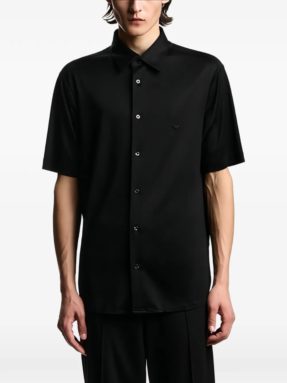 Emporio Armani overhemd met korte mouwen Zwart