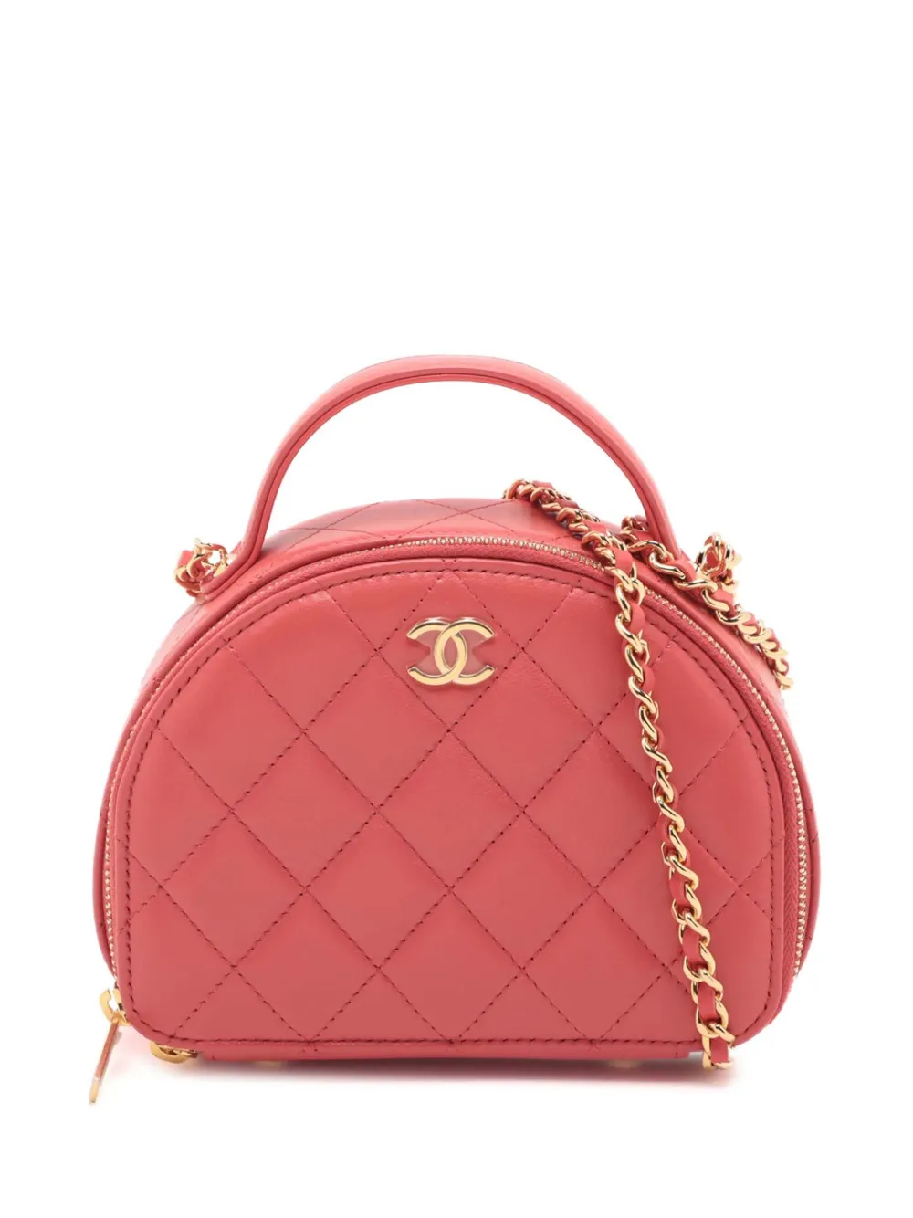 CHANEL Pre-Owned 2021-2025 Quilted Lambskin Chic Riviera Top Handle Vanity Case satchel - Rosso