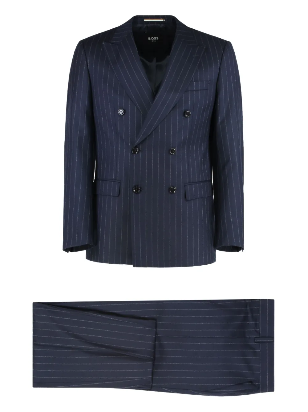 BOSS double-breasted pinstripe suit - ブルー
