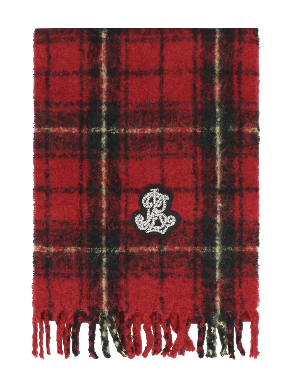 Ralph Lauren Tartan Fringed Scarf In Red