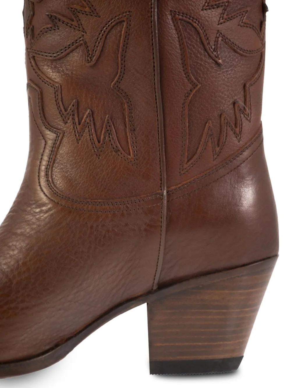 Polo Ralph Lauren 70 mm leren laarzen met Western-design Bruin