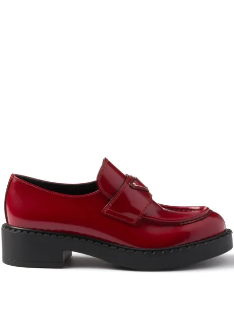 Prada leather logo loafers