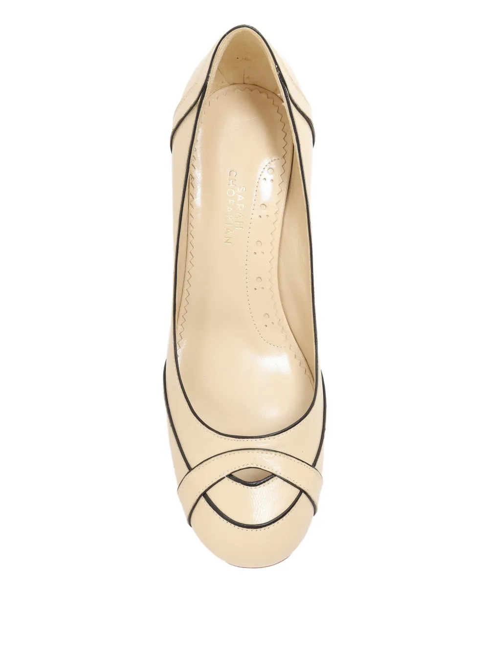 Sarah Chofakian 55 mm pumps met blokhak Beige