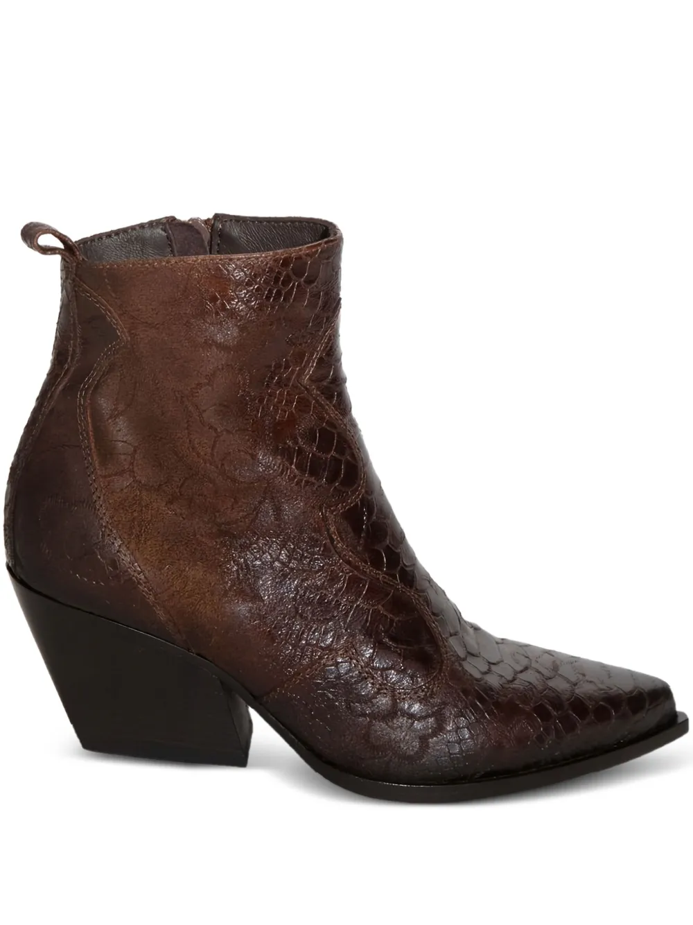 Elena Iachi 75mm embossed heeled boots - ブラウン