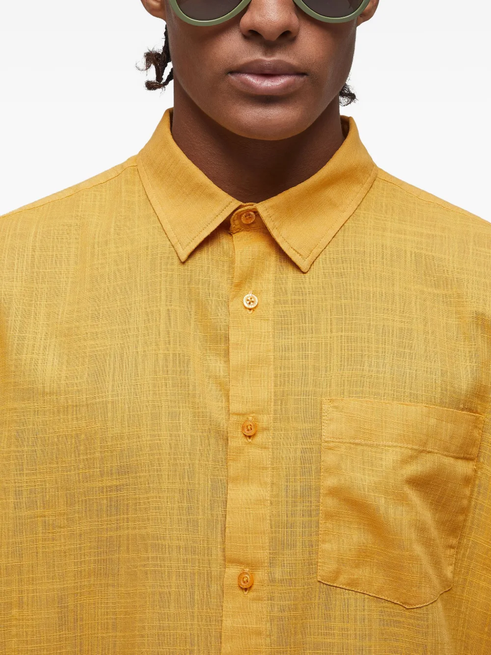 Osklen Textured Pocket Shirt In Yellow