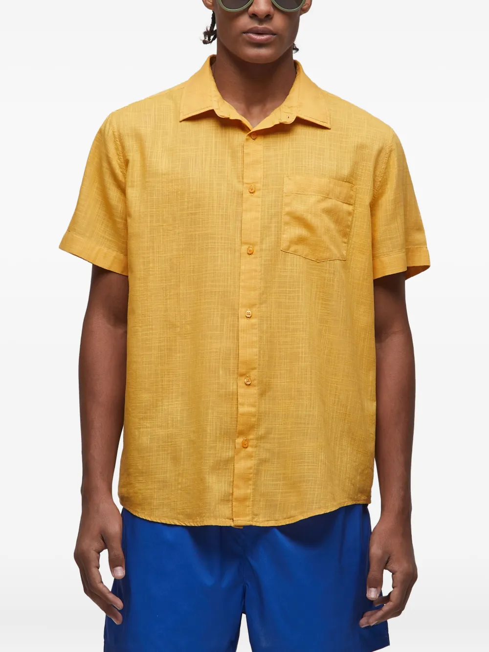 Osklen Textured Pocket Shirt In Yellow
