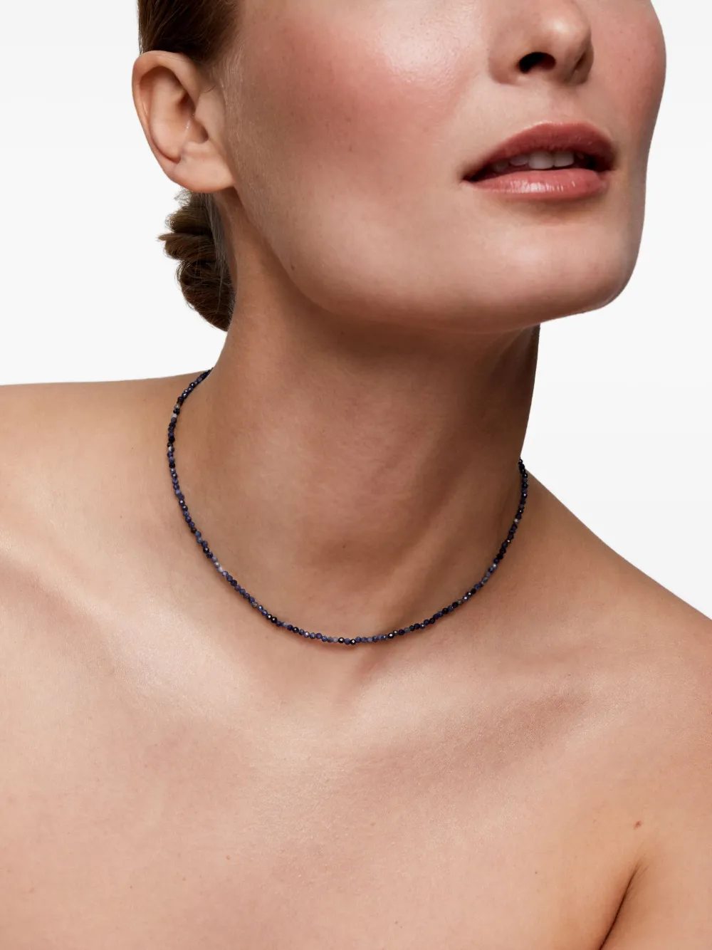 Mateo 14k Yellow Gold Sapphire Beaded Necklace In Black