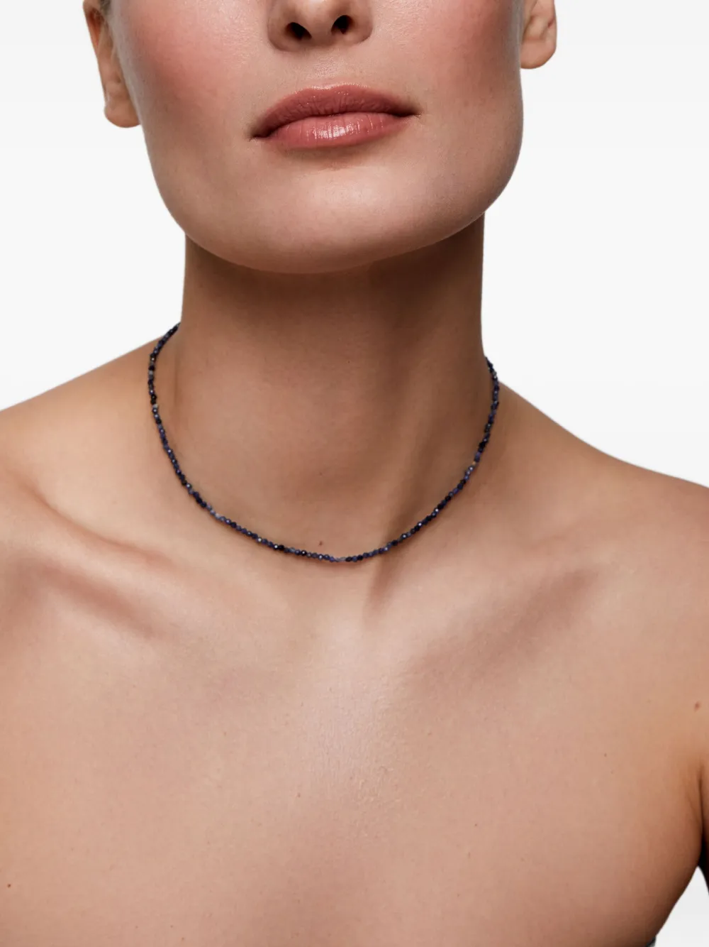 Mateo 14k Yellow Gold Sapphire Beaded Necklace In Black