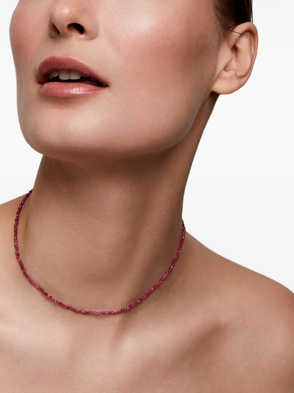 Mateo 14k Yellow Gold Ruby Beaded Necklace In Pink